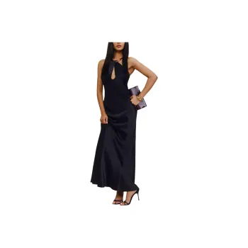 REFORMATION Yvaine Silk Dress Slip Dresses Women's Black