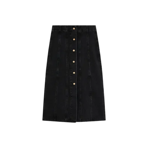 SCANLAN THEODORE Denim Pencil Skirt Denim Long Skirts Women's Washed Black/Washed Black