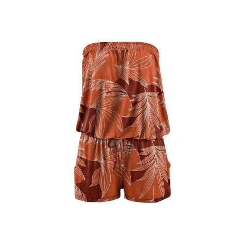 Victoria's Secret LASCANA Strapless Romper/Orange Palm Jumpsuit Women's Orange Palm