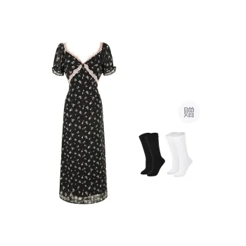 BSEVENI Short Sleeved Dress Women's Black