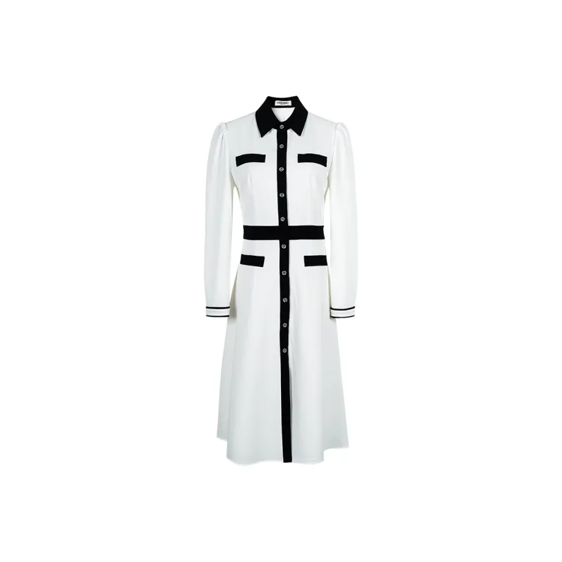 MISSSHINE Long Sleeved Dresses Women's White-0