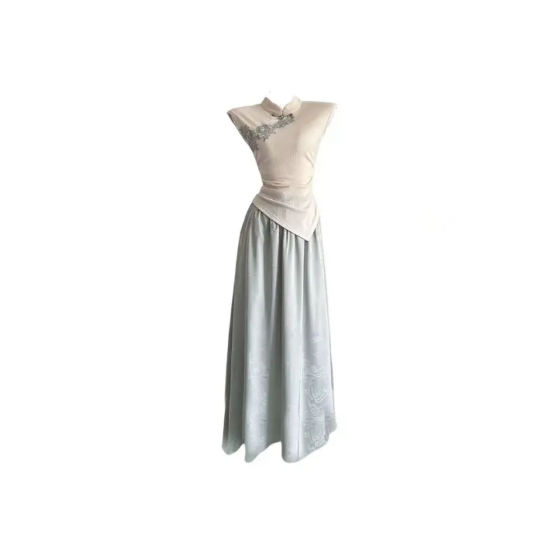 PUREIDOL Short Sleeved Dress Women's Apricot Top+Skirt-0