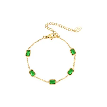 JONNY MOORE Titanium Steel/Green Zircon Bracelets Women's