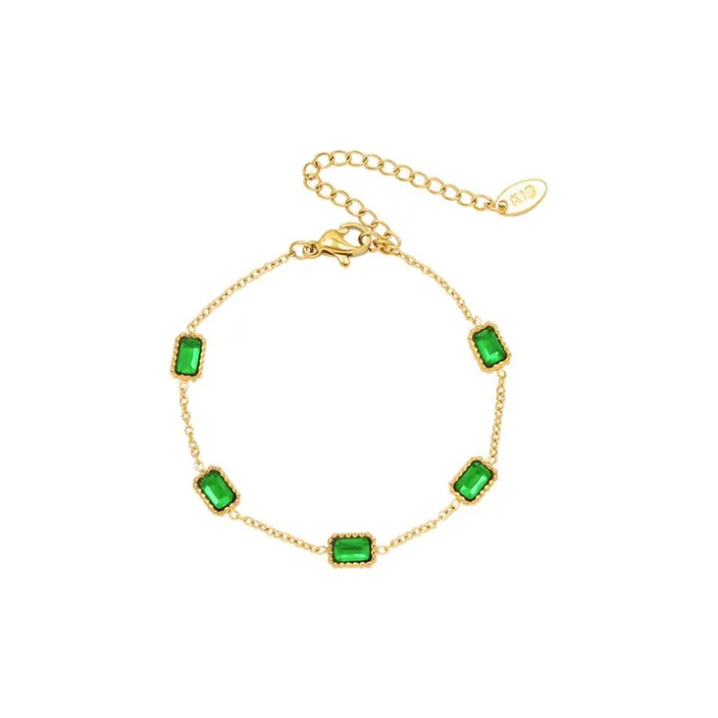 JONNY MOORE Titanium Steel/Green Zircon Bracelets Women's-0