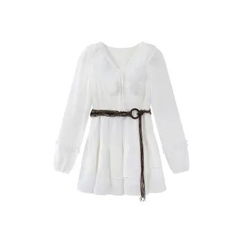 DEDY Long Sleeved Dresses Women's White