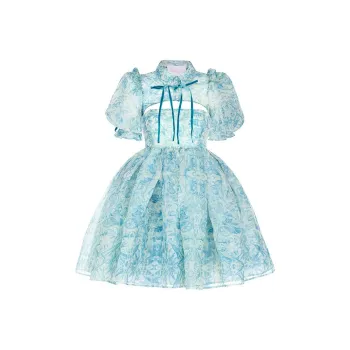 Selkie Collection Short Sleeved Dress Women's Ceramic Blue