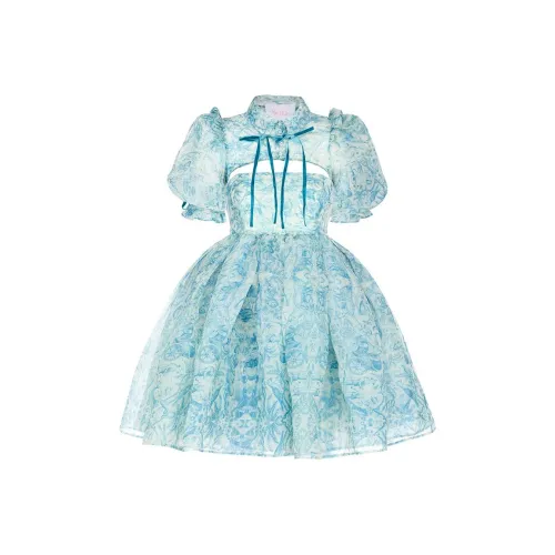 Selkie Collection Short Sleeved Dress Women's Ceramic Blue