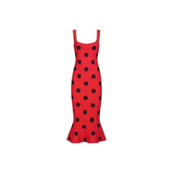 MARNI Polka Dot-Printed Flared Midi Dress