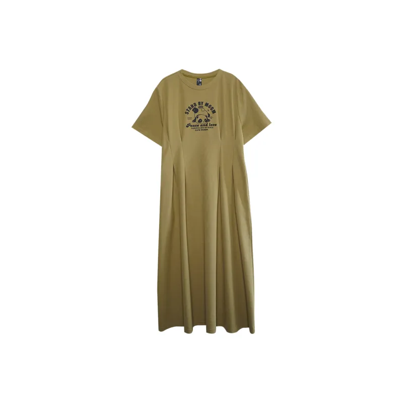 MUGUOGUOMU Spring Summer Short Sleeved Dresses Cinched Waist Women's-5