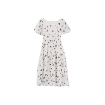 HUASJ Short Sleeved Dresses Women's Butterfly Print
