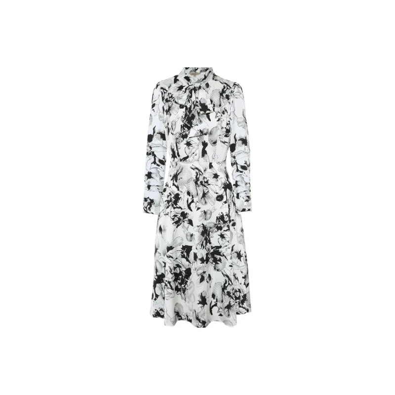 BBLLUUEE Long Sleeved Dress Women's White/Black-0