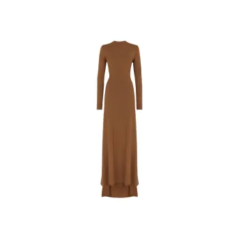 FENDI Brown Wool Dress Long Sleeved Dresses Women's Brown