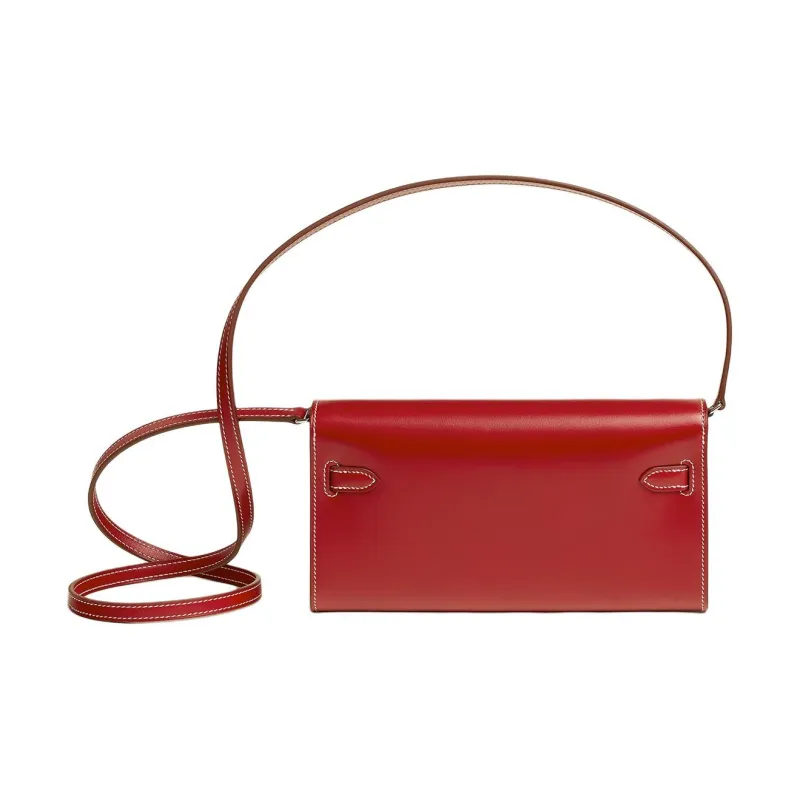 HERMES Kelly To Go Box Calfskin Shoulder Bag Regular Women's Spicy Pepper Red-1