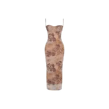 HOUSE OF CB AIZA Slip Dress Women's Cream Floral/Light Print