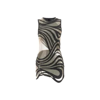 DAVID KOMA Crystal Wave And Tulle Mini Dress