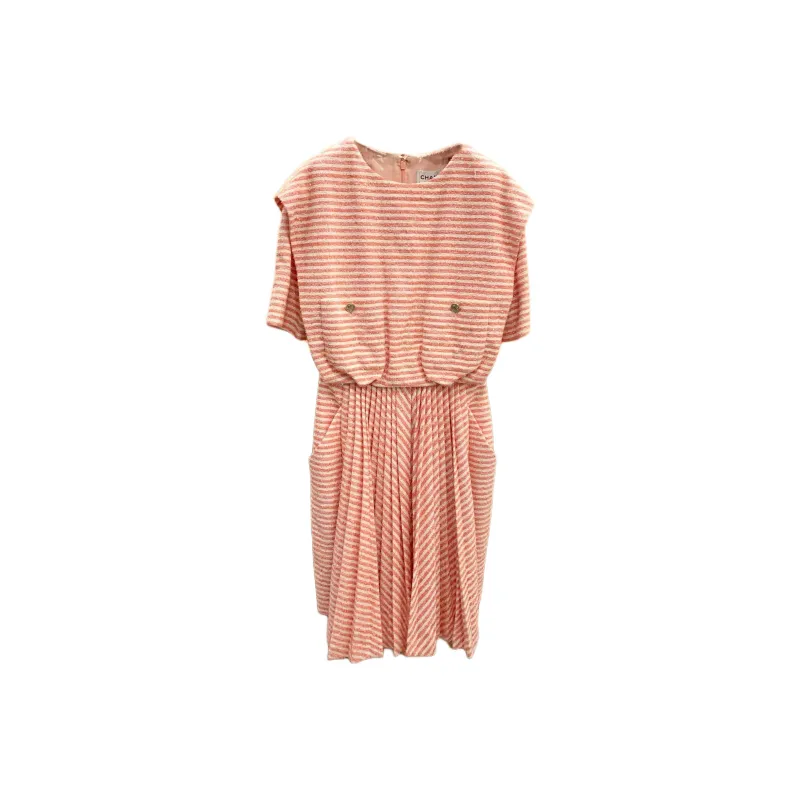 CHANEL Short Sleeved Dresses Women's Pink White-0