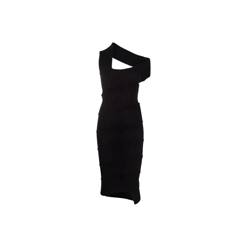 MM6 Maison Margiela Ribbed-knit Asymmetric Dress-0