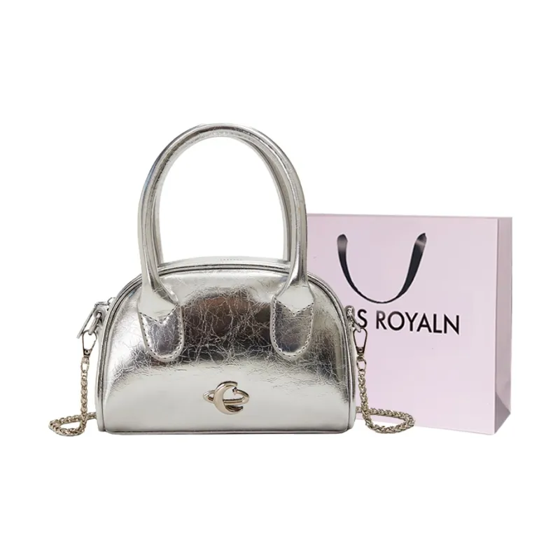 LOUIS ROYALN PU Crossbody One Shoulder Handbag Women's Silver/Black/Gold-0