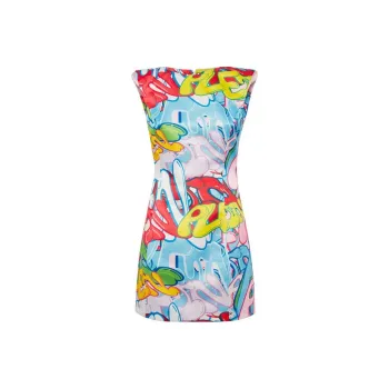 PHILIPP PLEIN Duchesse Mini Dress Bombing Graffiti Sleeveless Dress Women's Multicolor
