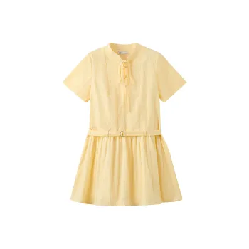 SPAO Short Sleeved Dress Women's Light Yellow
