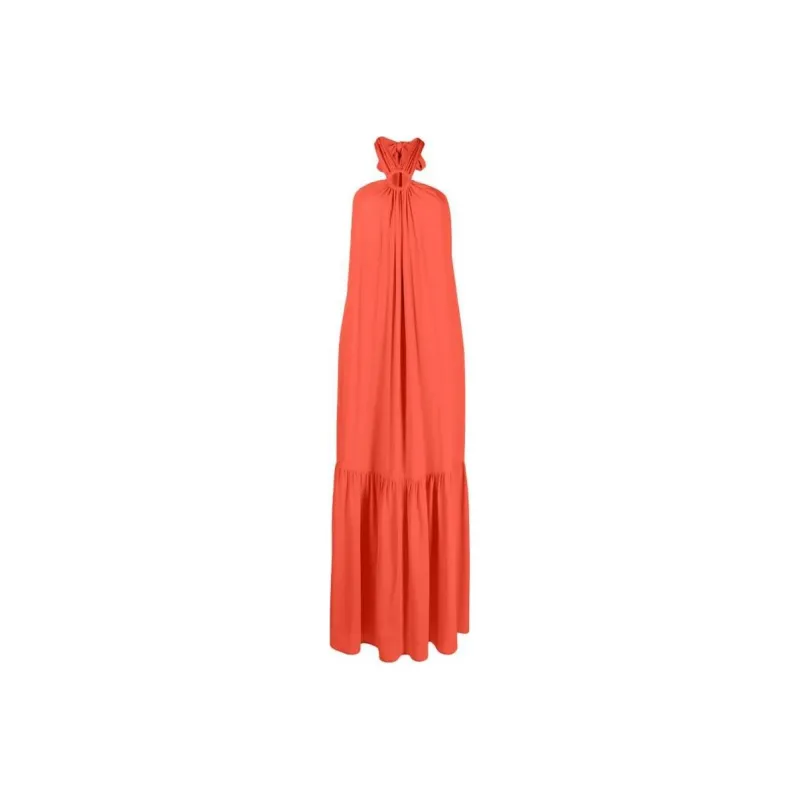 ERIKA CAVALLINI Pleat detail Halterneck Long Dress-0