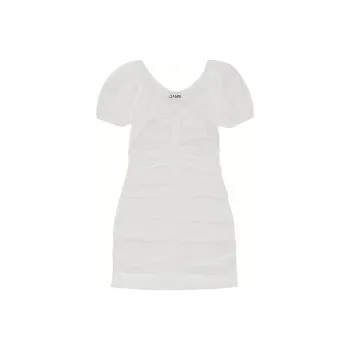 GANNI Short Sleeved Dresses Women's Bright White