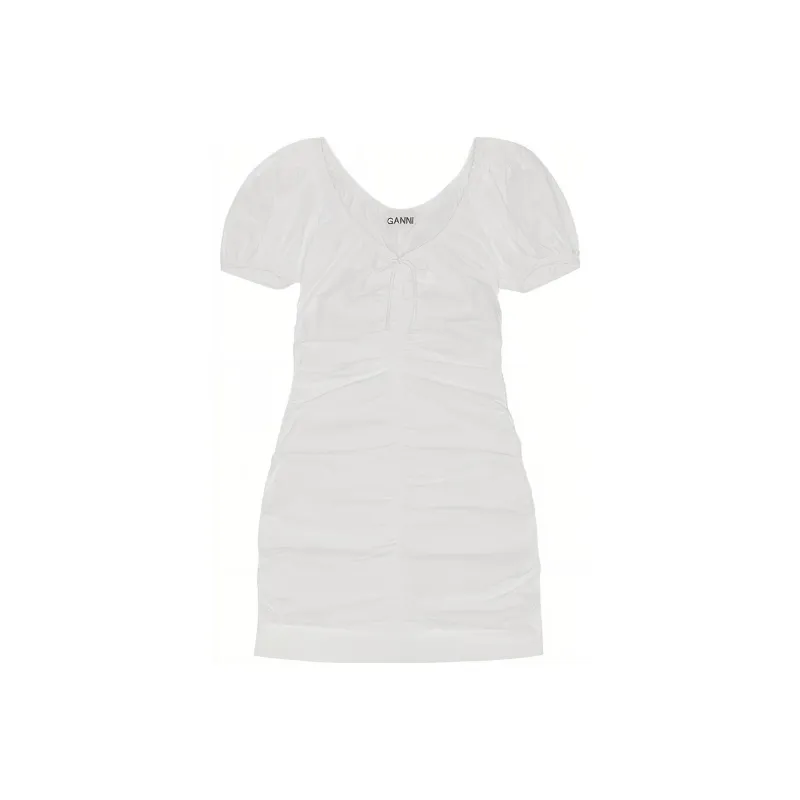 GANNI Short Sleeved Dresses Women's Bright White-0