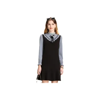 FENHONGMALI Long Sleeved Dress Women's Blue