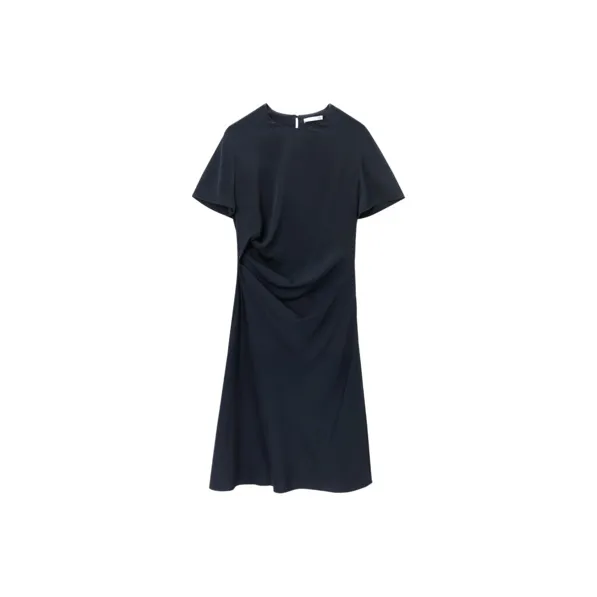 OVV Short Sleeved Dresses Women's Navy Blue Solid Color 10-0