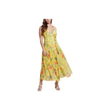 GUESS Eco Mara Wrap Maxi Dress Slip Dresses Women's Yellow