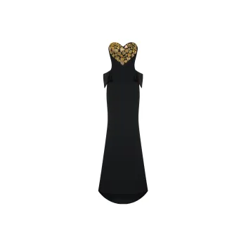 MOSCHINO Sweetheart neck Embroidered Maxi Dress
