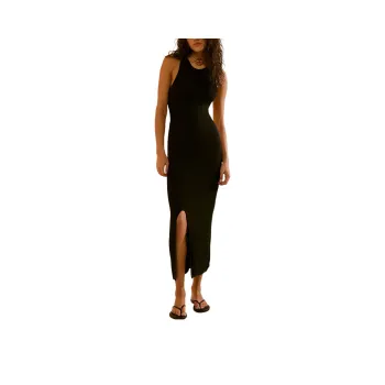 FREE PEOPLE Mindy Backless Midi Sleeveless Dress Women's BLACK/Black