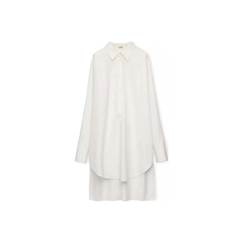 LOEWE Deconstructed Cotton Shirt Dress Optic White-0