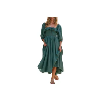 FREE PEOPLE Oasis Midi Dress Long-Sleeved Dresses Women's Sagebrush Green/Desert Green