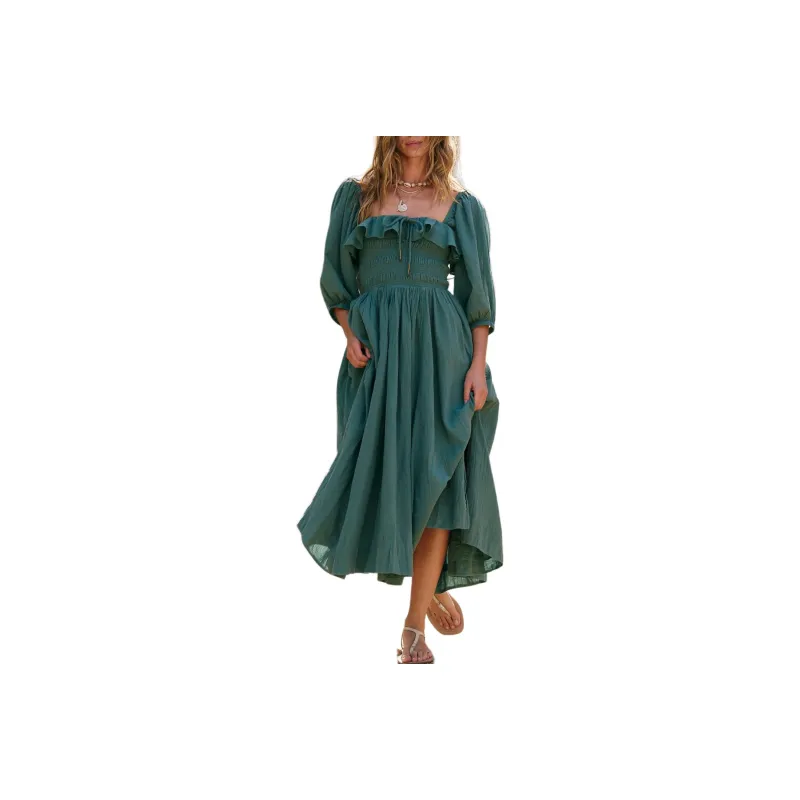 FREE PEOPLE Oasis Midi Dress Long-Sleeved Dresses Women's Sagebrush Green/Desert Green-0