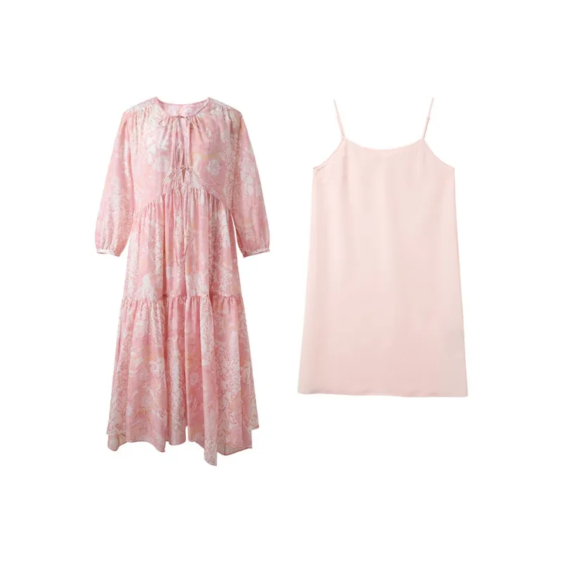 3COLOUR Short Sleeved Dress Women's Cherry Blossom Pink Floral-0