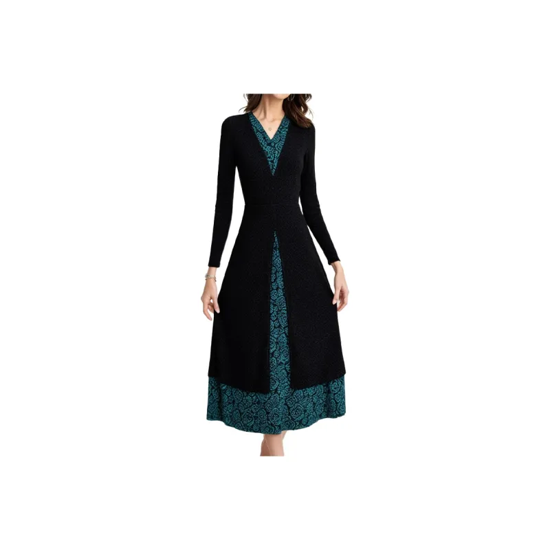Mapping Long Sleeved Dresses Women's Image Color-0