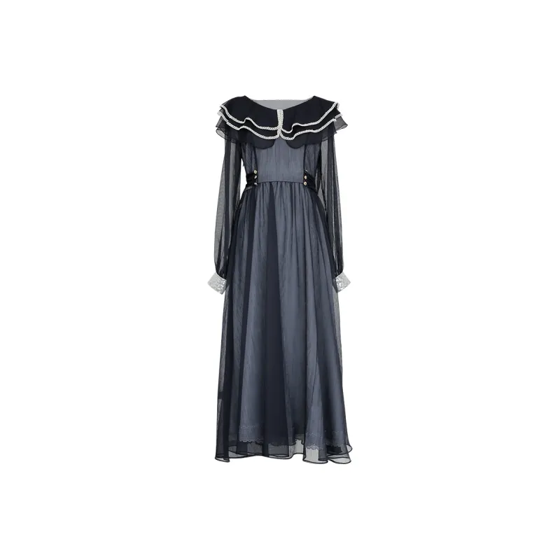 UNCLE PETERPAN Long Sleeved Dresses Women's Navy Blue-0
