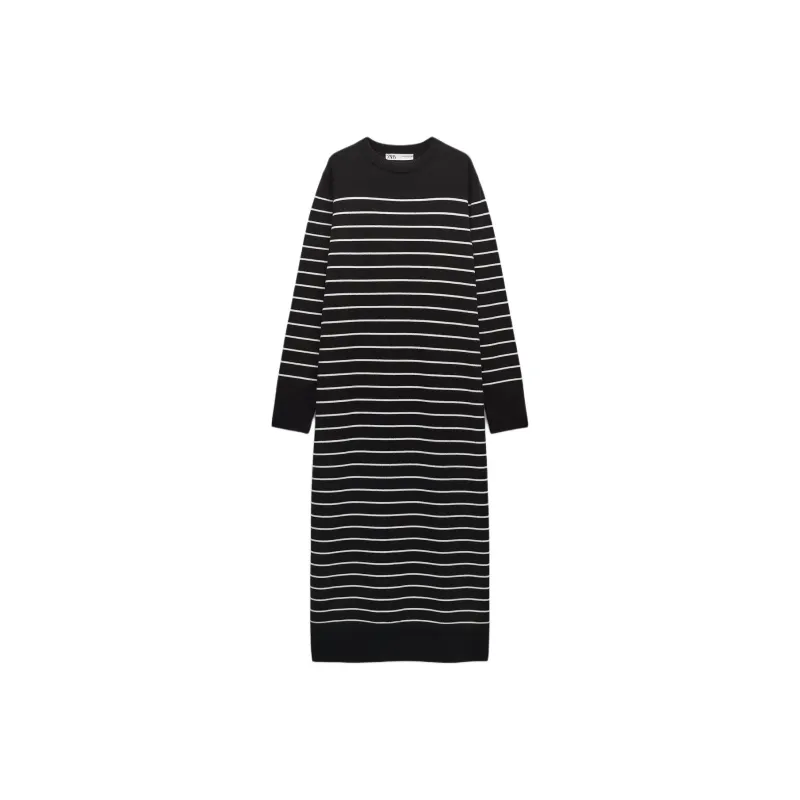 ZARA Long Sleeved Dress Women's Brown-0