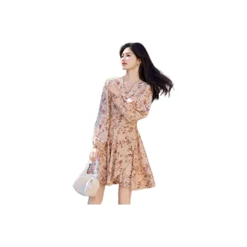 Still Quiet Long Sleeved Dress Women's Beige/Multicolor