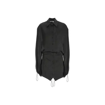 The Attico Drawstring Hem Mini Satin Dress
