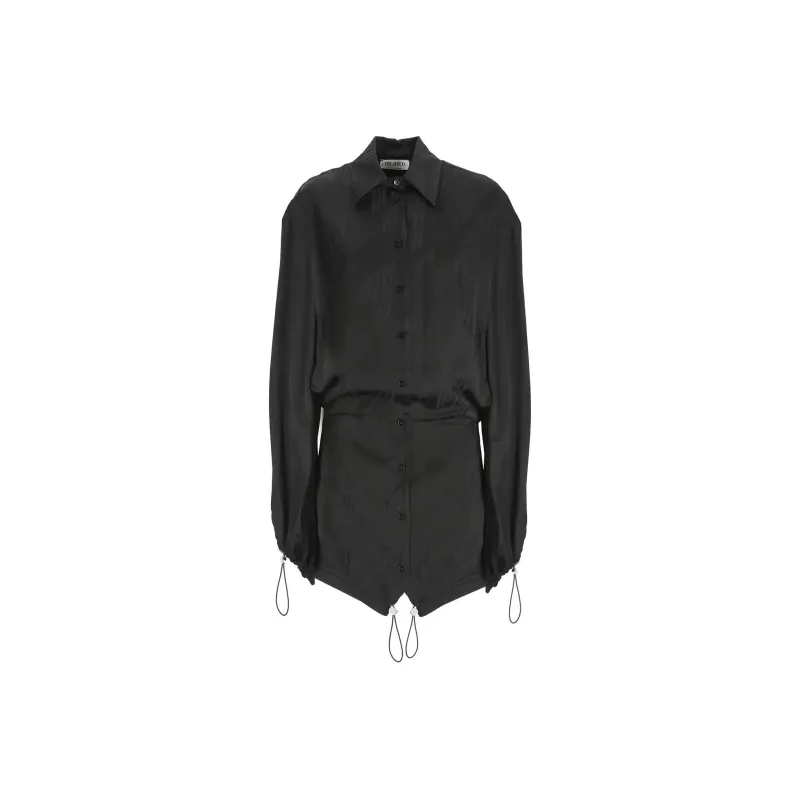The Attico Drawstring Hem Mini Satin Dress-0
