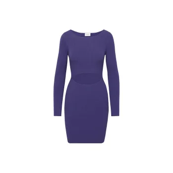 ARITZIA Wilfred Free Cut-Out Knit Longsleeve Mini Dress Long-Sleeved Dresses Women's Deep Violet