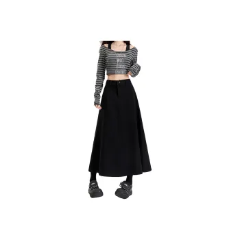 ZAZN Denim Long Skirts Women's Black