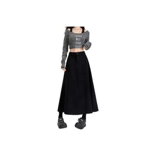 ZAZN Denim Long Skirts Women's Black