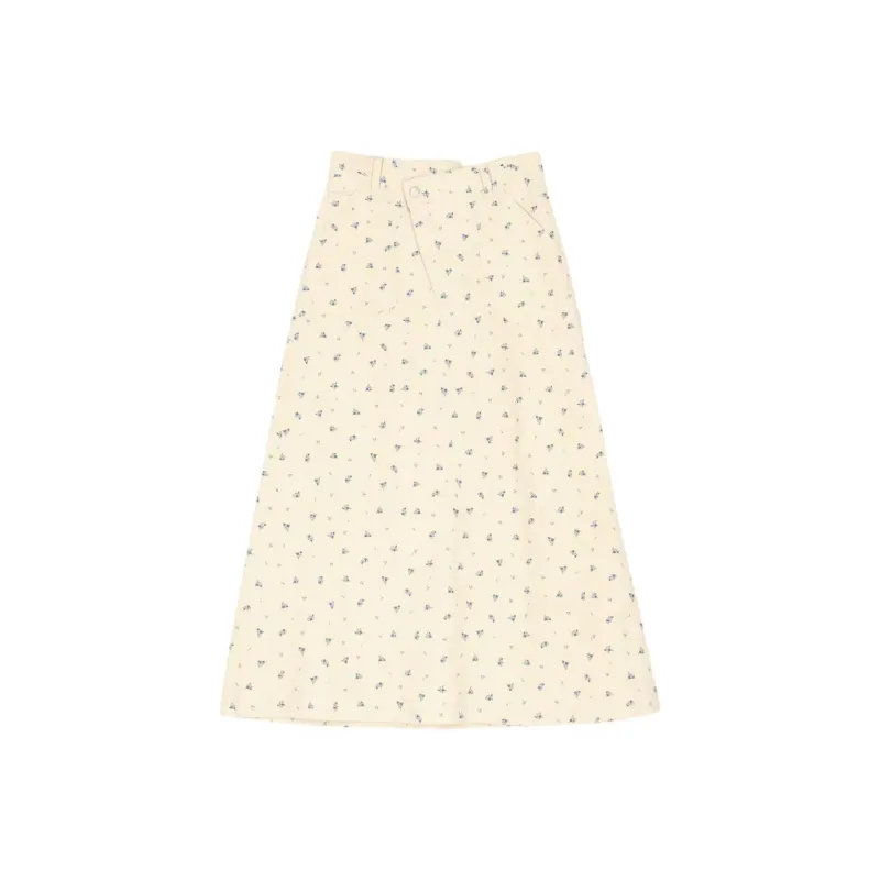 FREAK'S STORE Denim Long Skirt Women's Printing Pattern-0