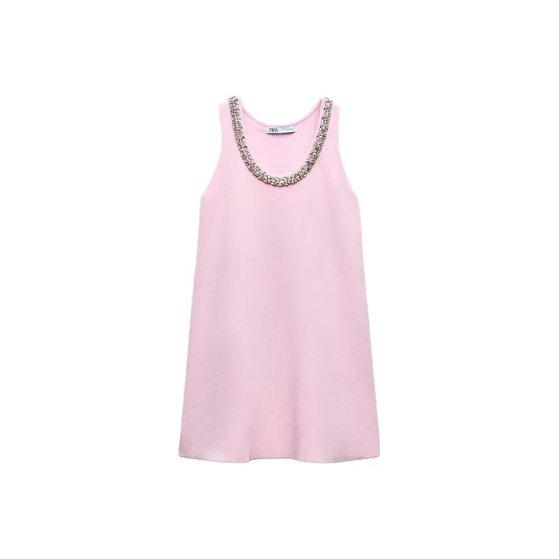 ZARA Sleeveless Dress Women's Pink-0