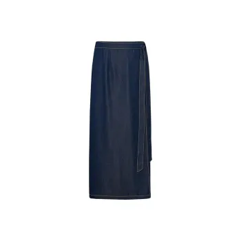 Diane Von Furstenberg SS25 Denim Long Skirt Women's Dark Denim Blue