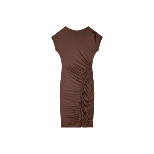 Patrizia Pepe SS25 Short Sleeved Dress Women's Brown