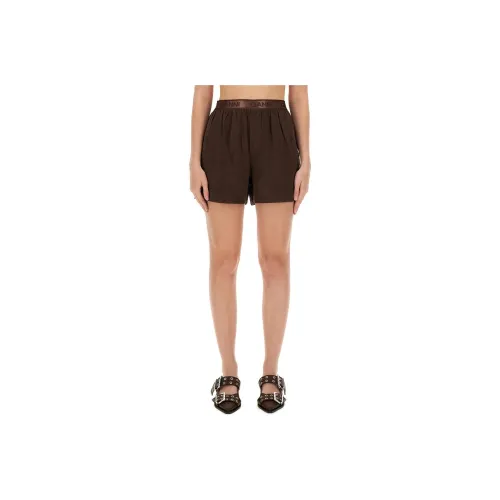 GANNI Logo Waistband Wide Leg Shorts